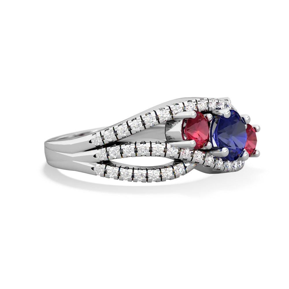 Lab Sapphire Three Stone Aurora 14K White Gold ring R3080