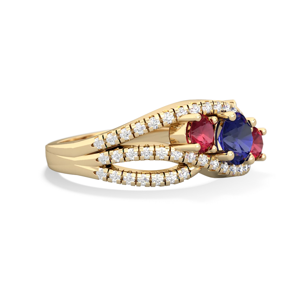 Lab Sapphire Three Stone Aurora 14K Yellow Gold ring R3080