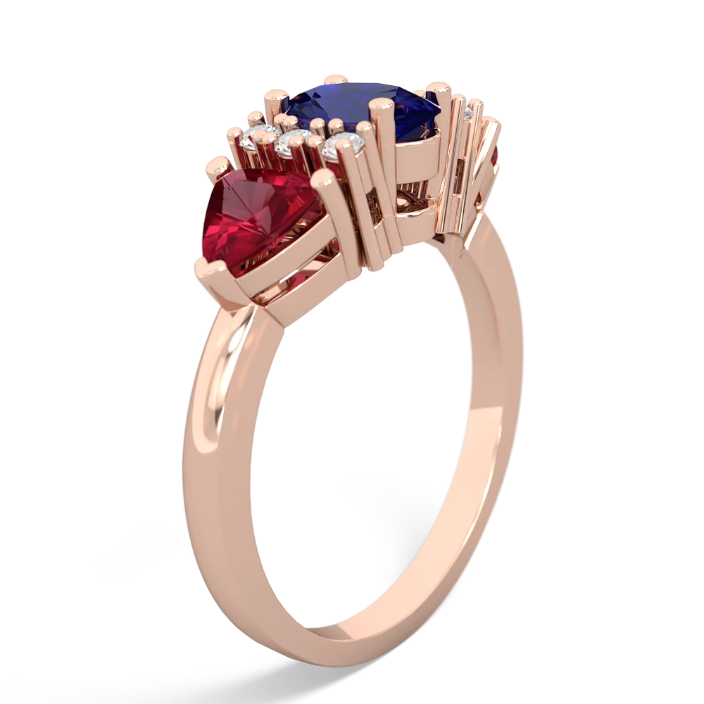 Lab Sapphire Antique Style Three Stone 14K Rose Gold ring R2186