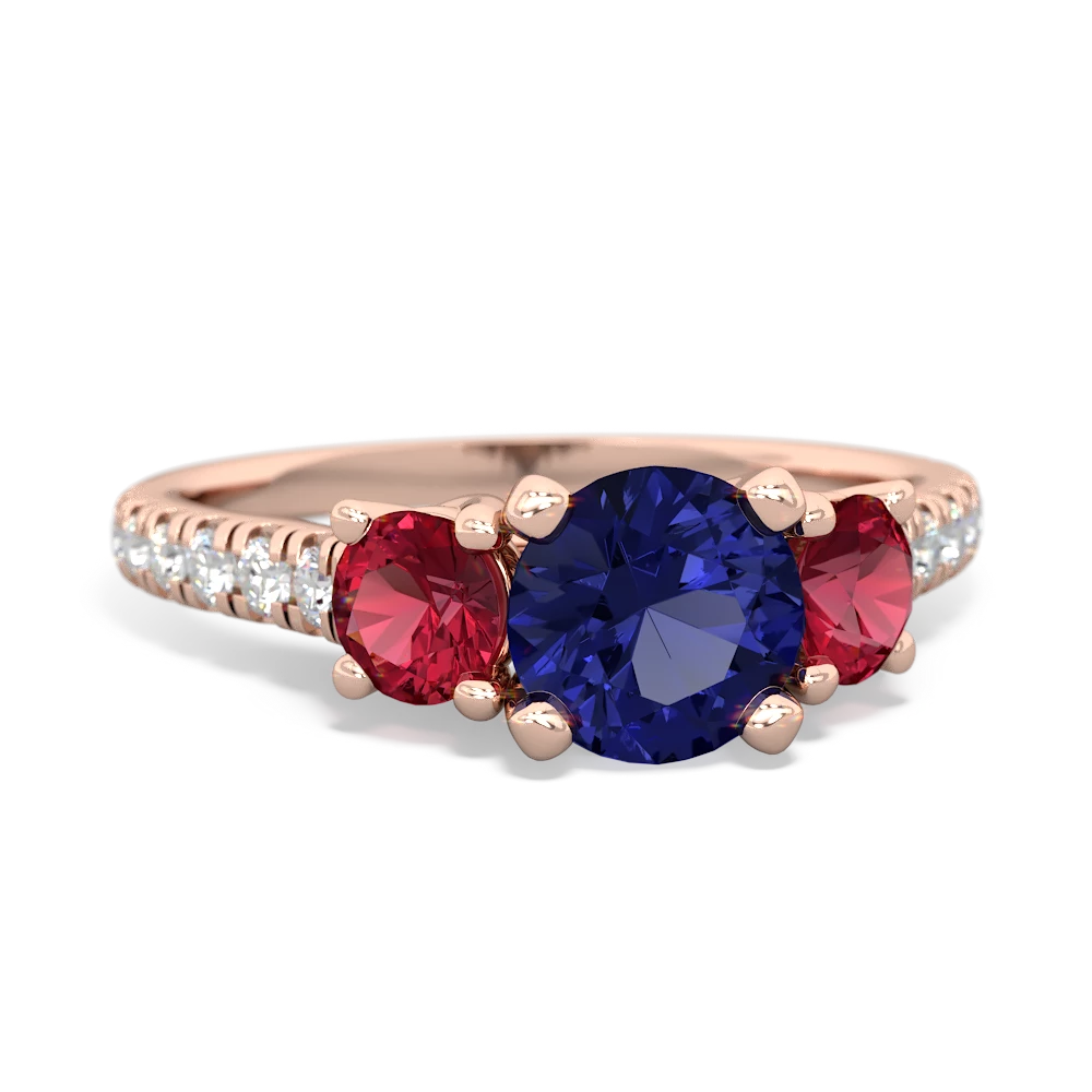 Lab Sapphire Pave Trellis 14K Rose Gold ring R5500