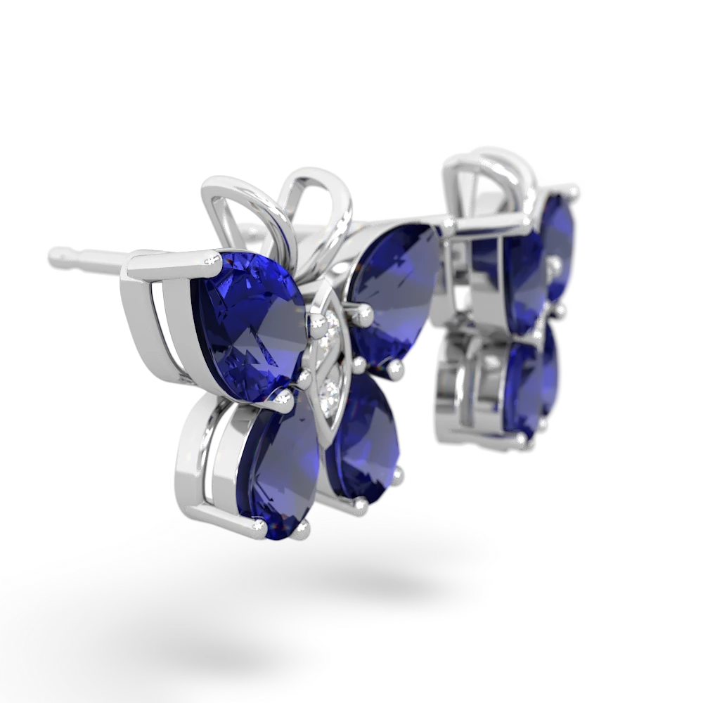 Lab Sapphire Butterfly 14K White Gold earrings E2215