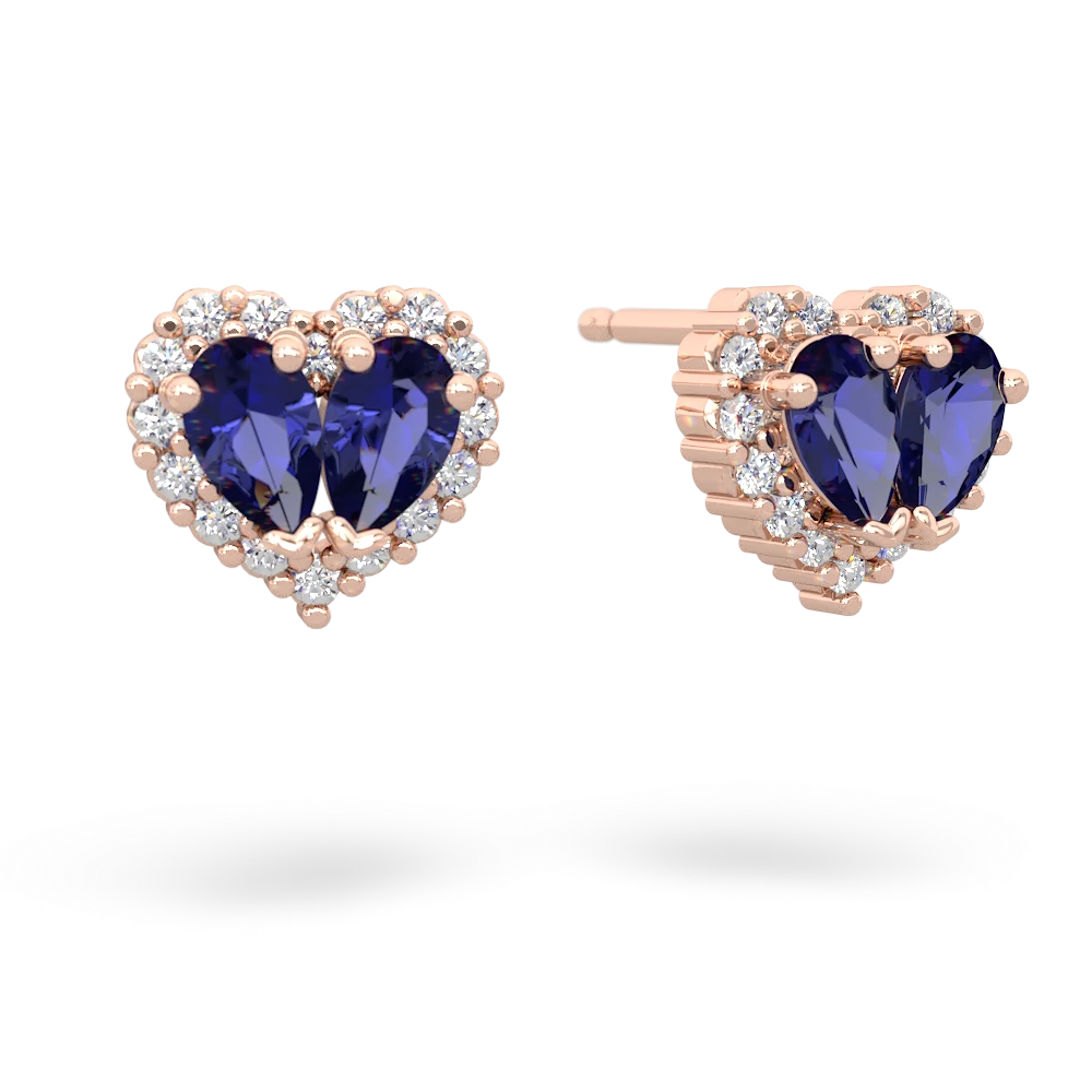 Lab Sapphire Halo 14K Rose Gold earrings E7008