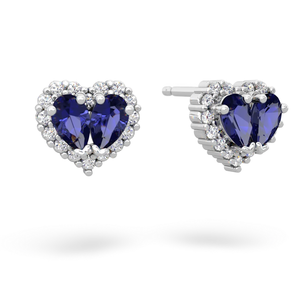 Lab Sapphire Halo 14K White Gold earrings E7008