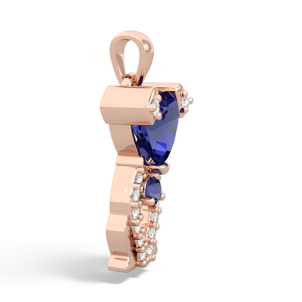 Lab Sapphire Puppy Love 14K Rose Gold pendant P5800