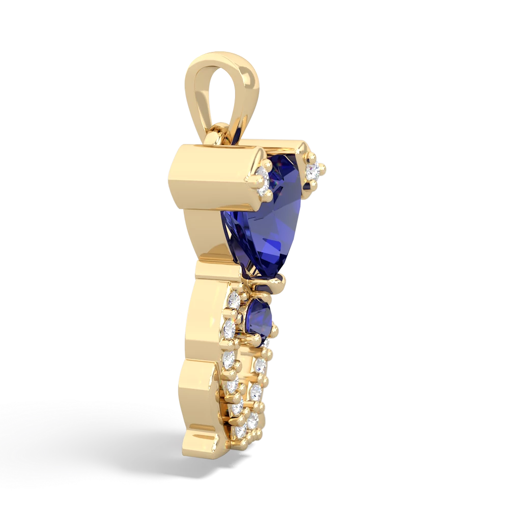 Lab Sapphire Puppy Love 14K Yellow Gold pendant P5800