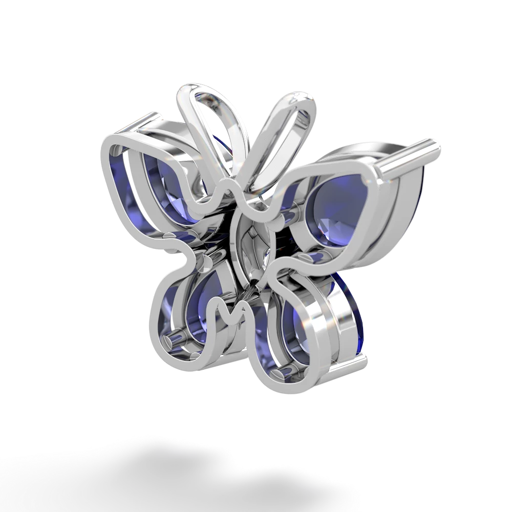 Lab Sapphire Butterfly 14K White Gold pendant P2215