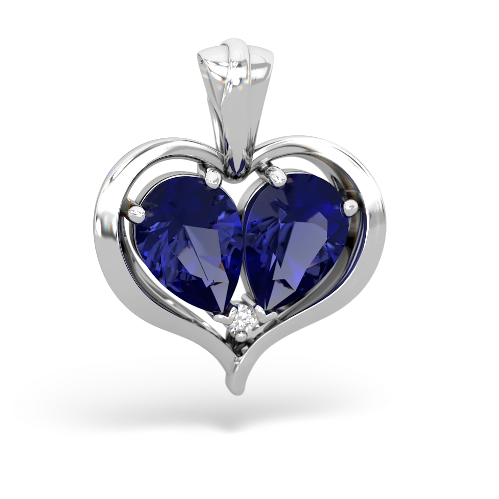 Lab Sapphire Two Become One 14K White Gold pendant P5330