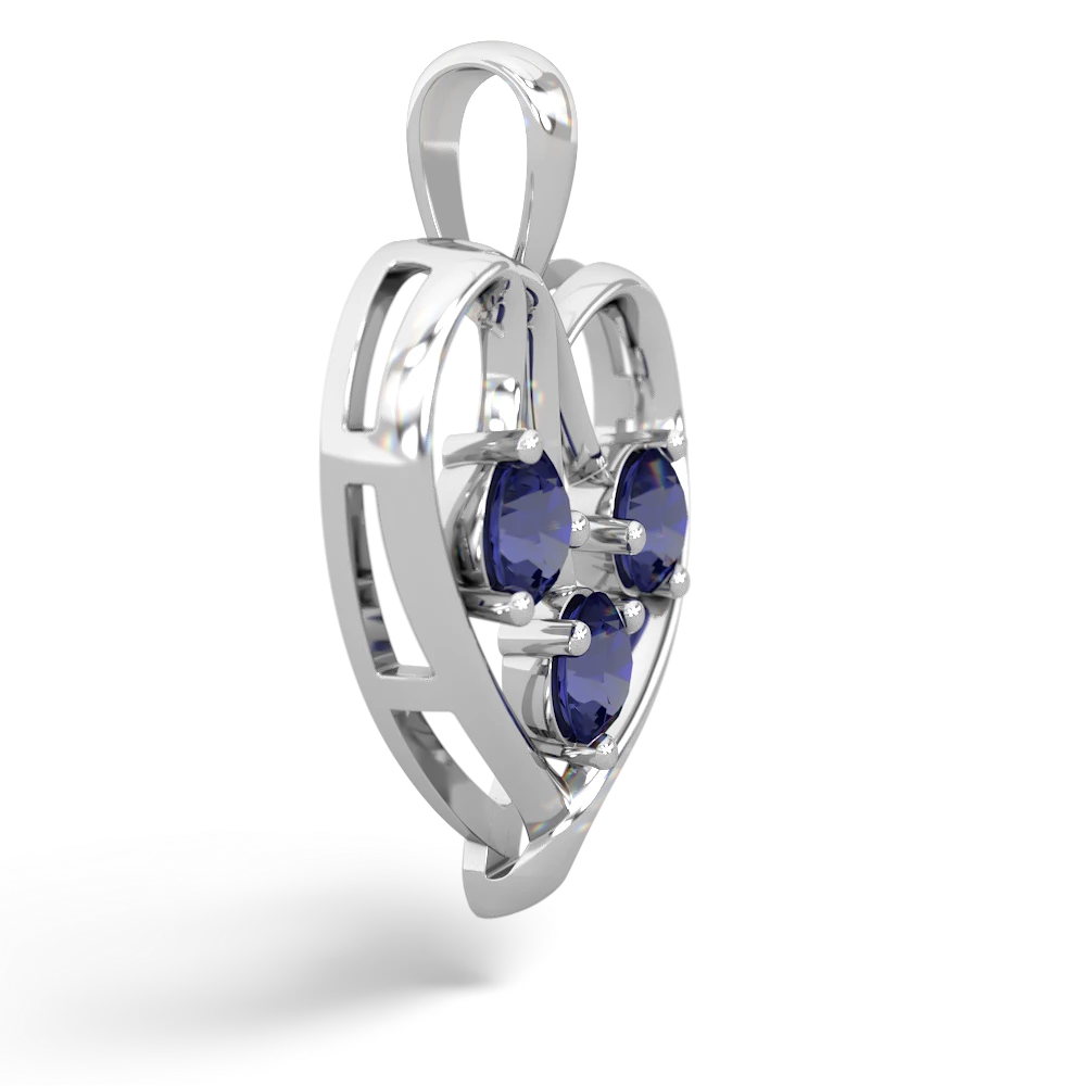 Sapphire Glowing Heart 14K White Gold pendant P2233