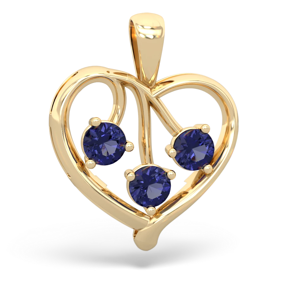 Blue Topaz Glowing Heart 14K Yellow Gold pendant P2233