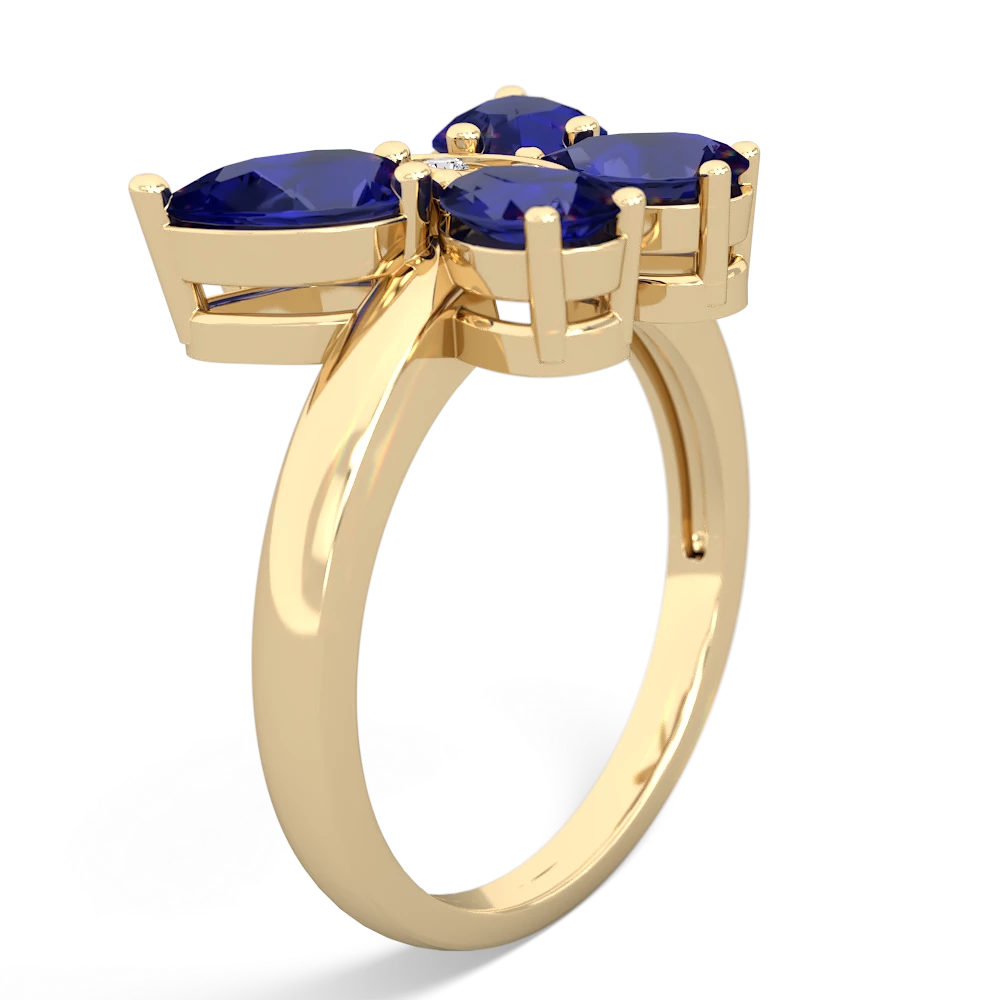 Lab Sapphire Butterfly 14K Yellow Gold ring R2215