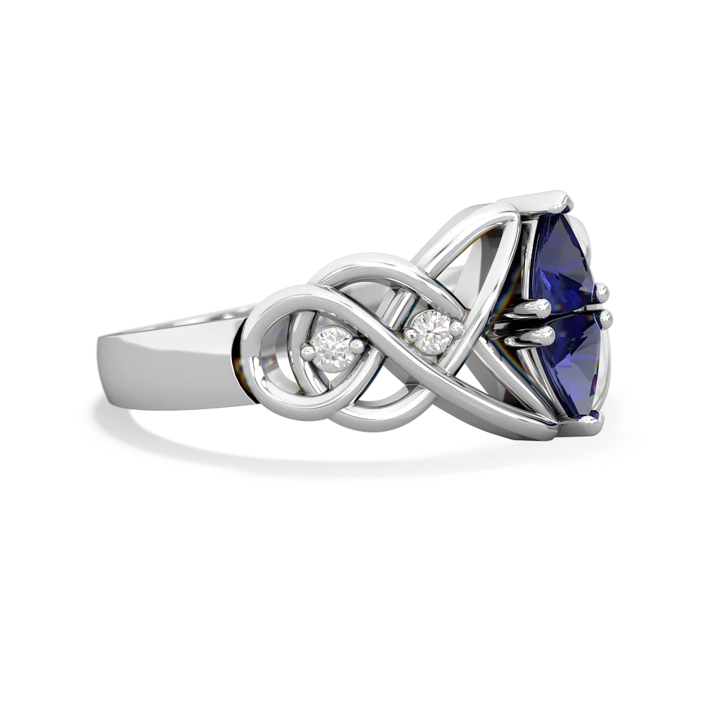 Lab Sapphire Keepsake Celtic Knot 14K White Gold ring R5300