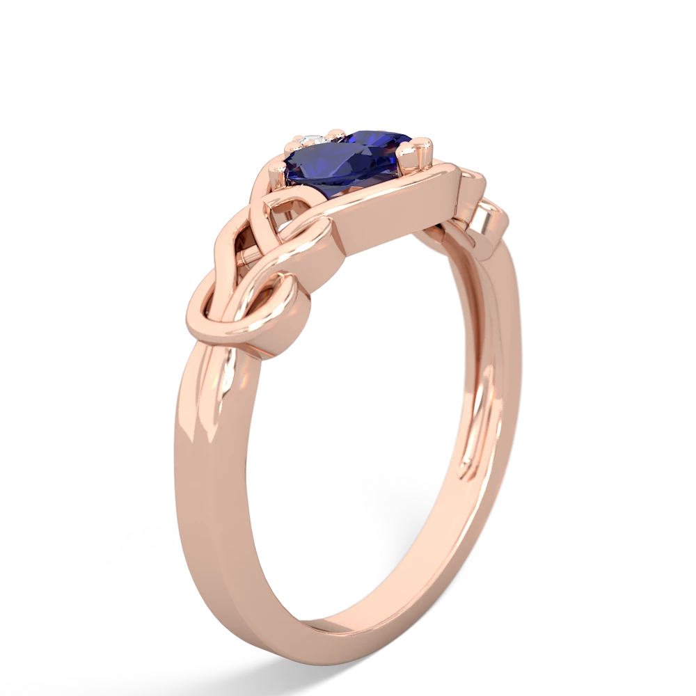 Lab Sapphire Celtic Love Knot 14K Rose Gold ring R5420