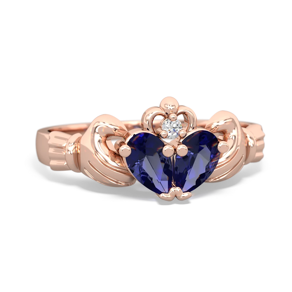 Lab Sapphire 'Our Heart' Claddagh 14K Rose Gold ring R2388