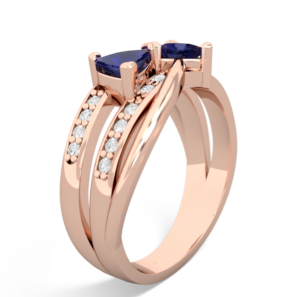 Lab Sapphire Bowtie 14K Rose Gold ring R2360