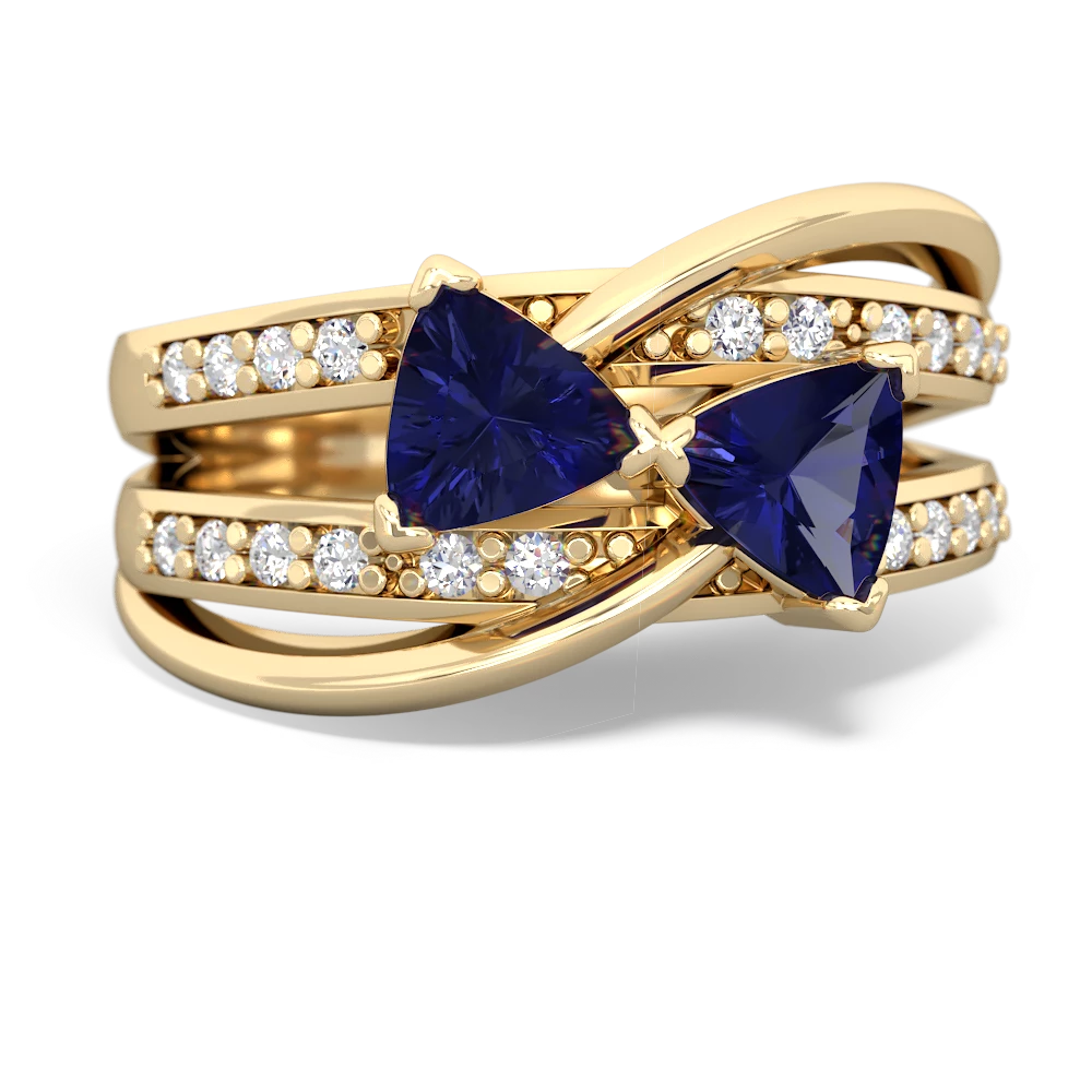 Lab Sapphire Bowtie 14K Yellow Gold ring R2360