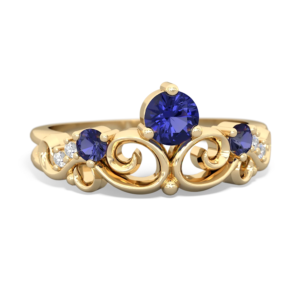 Lab Sapphire Crown Keepsake 14K Yellow Gold ring R5740