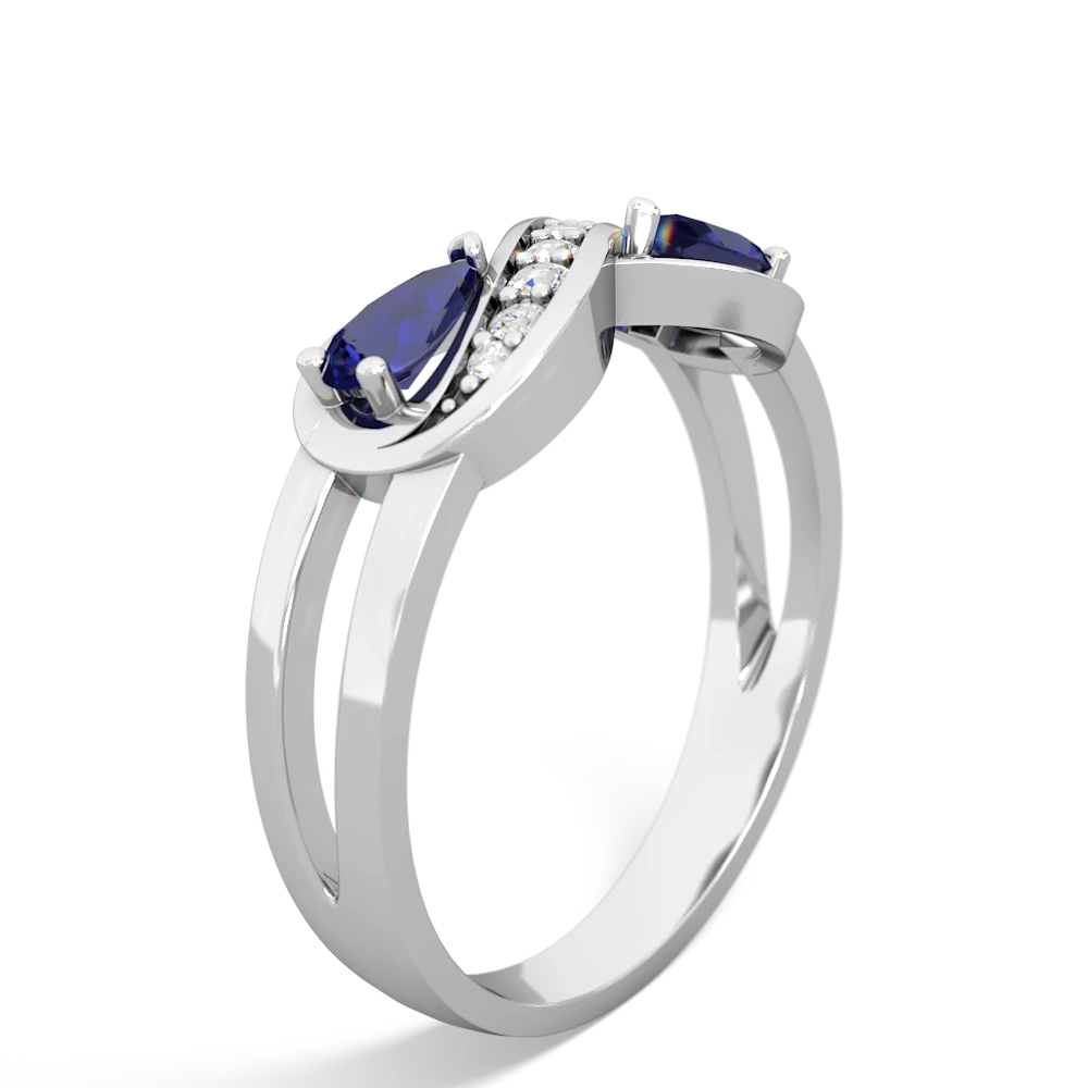 Lab Sapphire Diamond Infinity 14K White Gold ring R5390