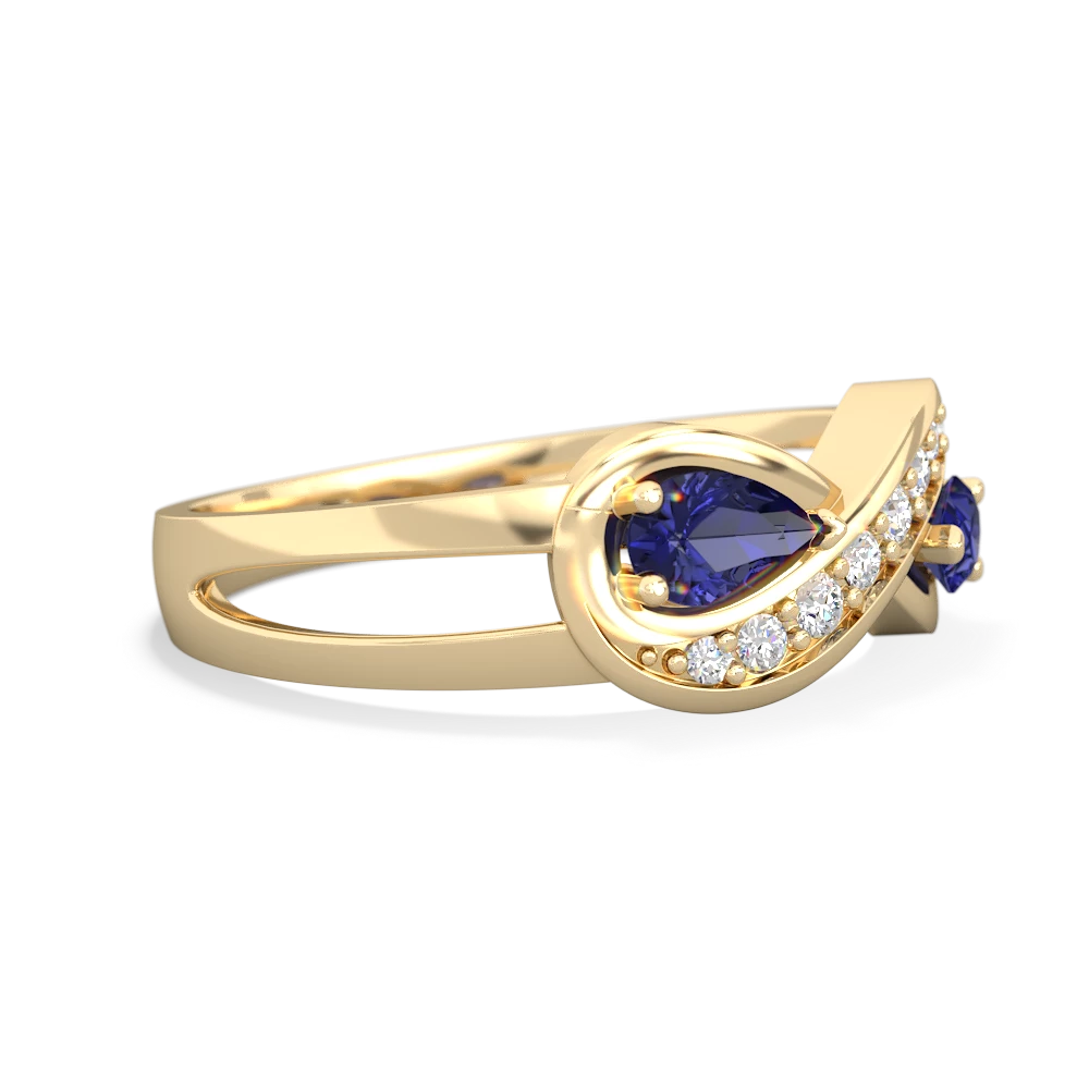 Lab Sapphire Diamond Infinity 14K Yellow Gold ring R5390