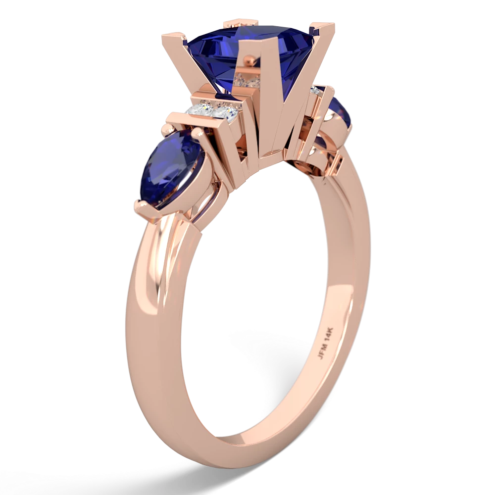 Blue Topaz 6Mm Princess Eternal Embrace Engagement 14K Rose Gold ring C2002