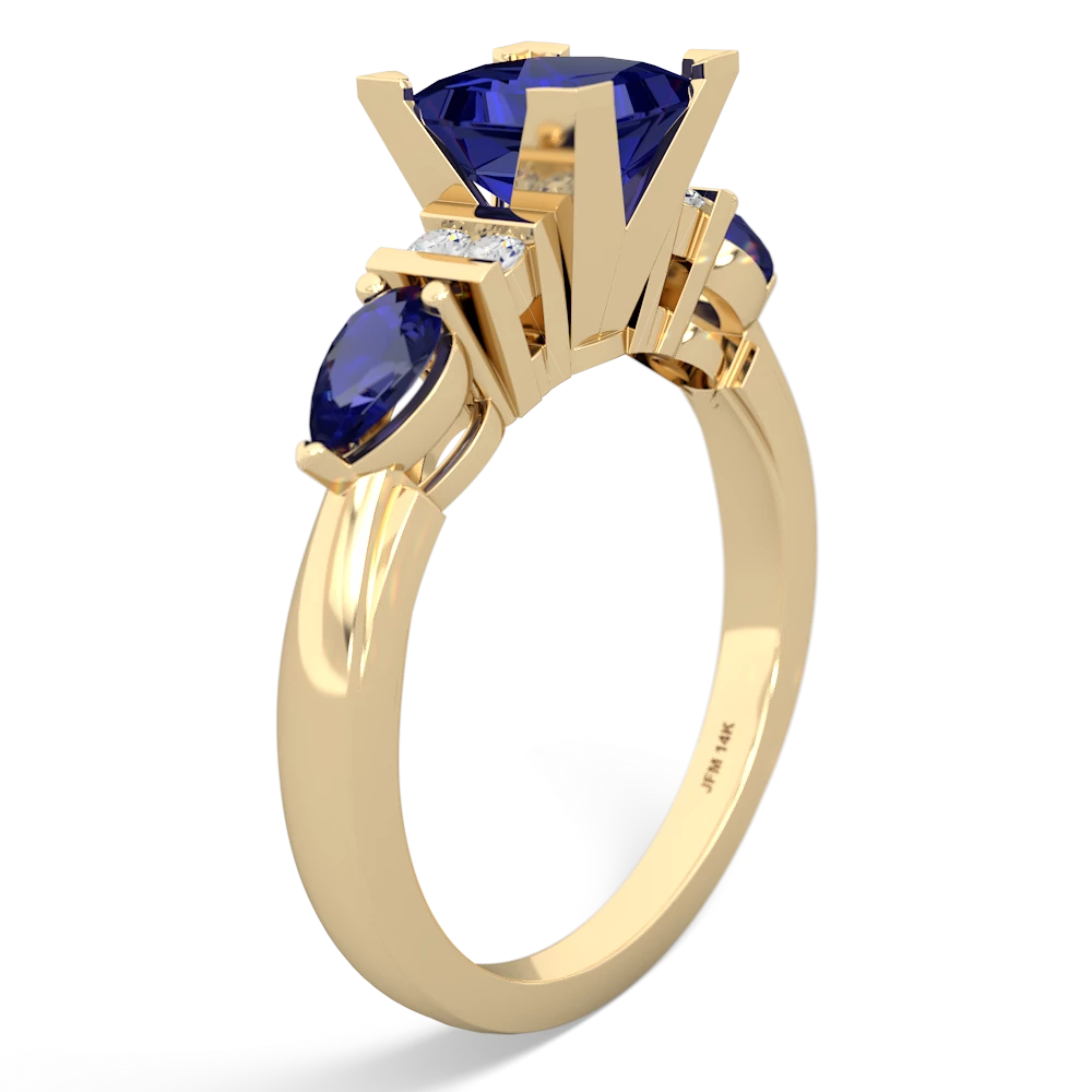 Lab Sapphire 6Mm Princess Eternal Embrace Engagement 14K Yellow Gold ring C2002