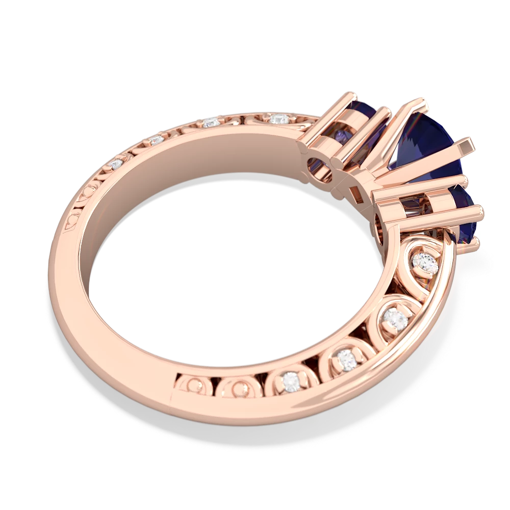 Lab Sapphire Art Deco Eternal Embrace Engagement 14K Rose Gold ring C2003