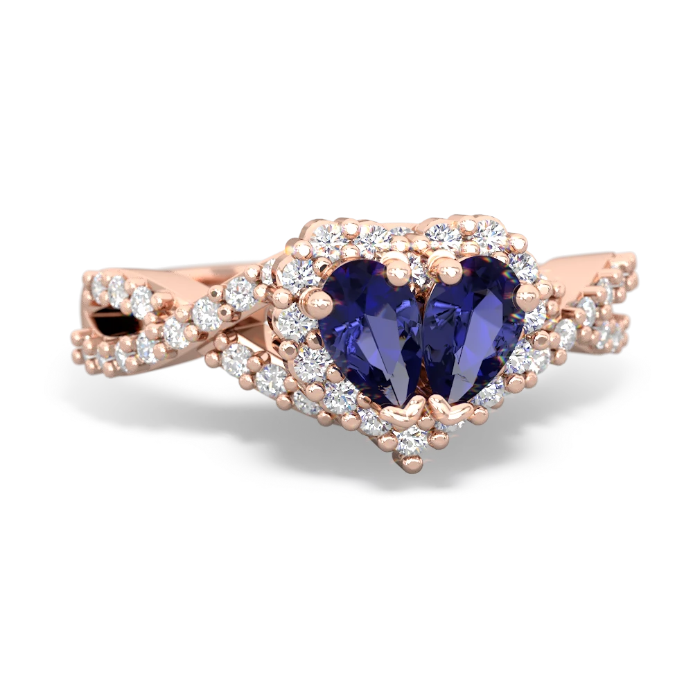 Lab Sapphire Diamond Twist 'One Heart' 14K Rose Gold ring R2640HRT