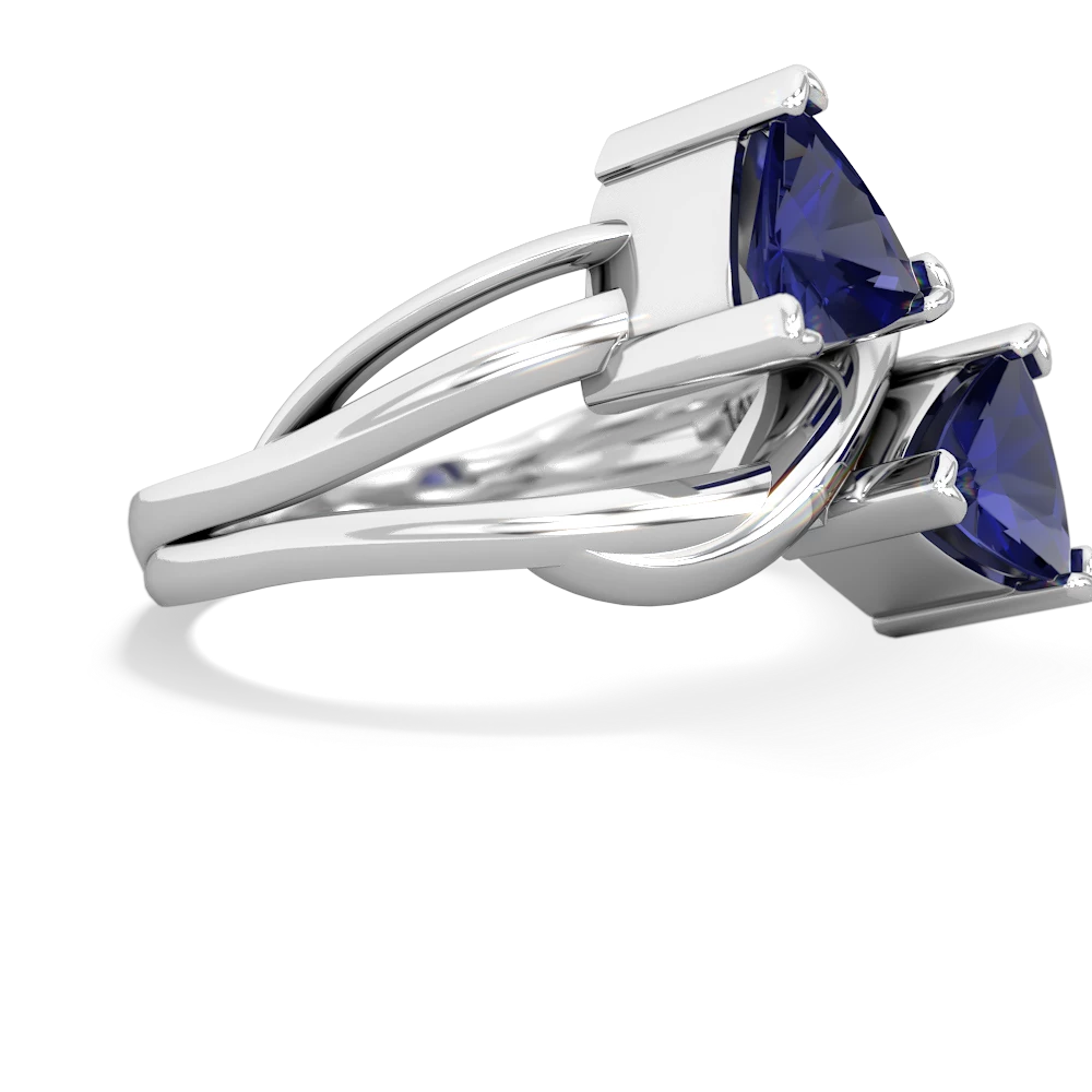 Lab Sapphire Split Band Swirl 14K White Gold ring R2341