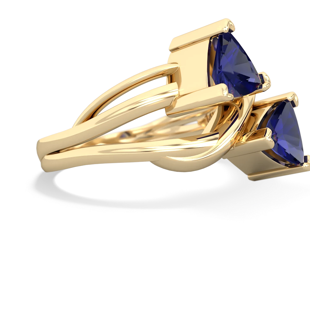 Lab Sapphire Split Band Swirl 14K Yellow Gold ring R2341