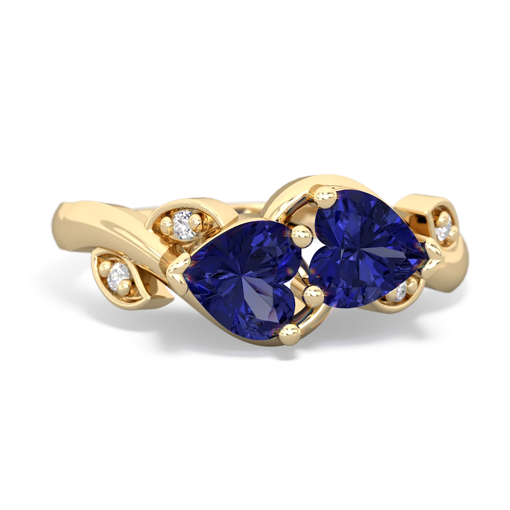 Lab Sapphire Floral Elegance 14K Yellow Gold ring R5790