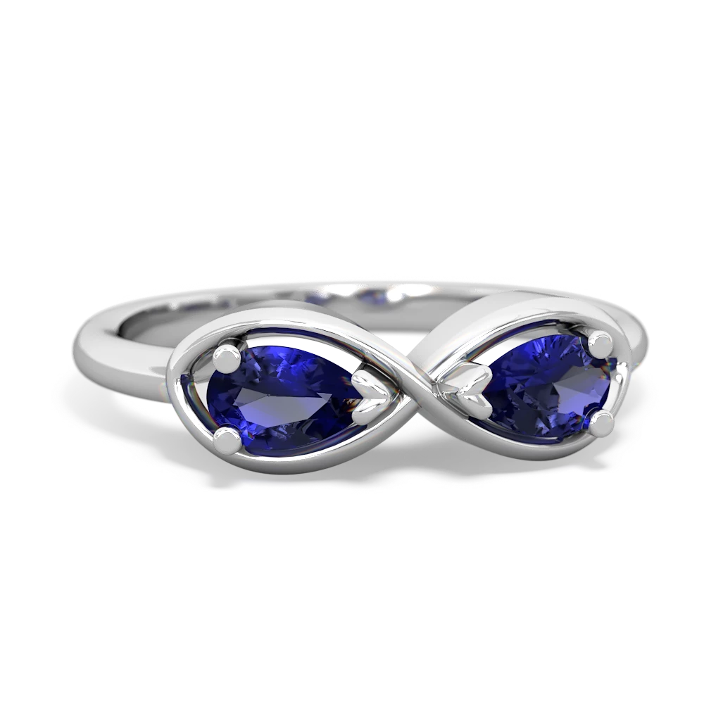 Lab Sapphire Infinity 14K White Gold ring R5050