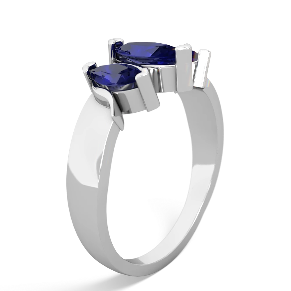 Lab Sapphire Three Peeks 14K White Gold ring R2433