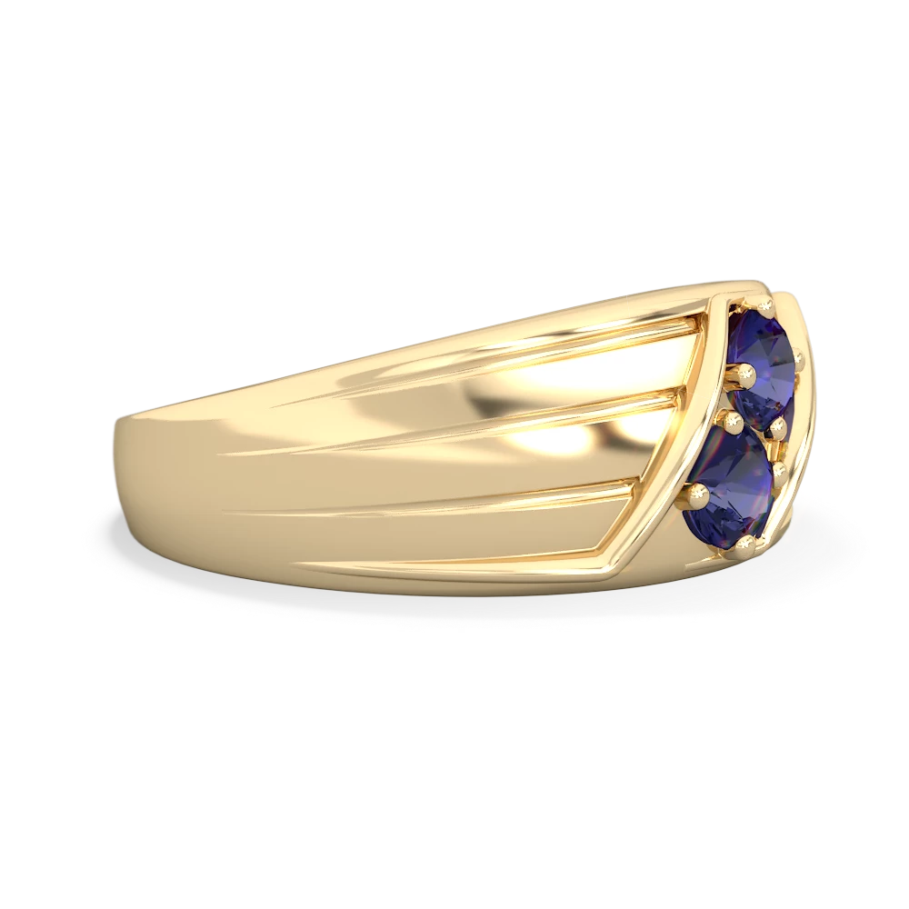 Lab Sapphire Men's Streamline 14K Yellow Gold ring R0460