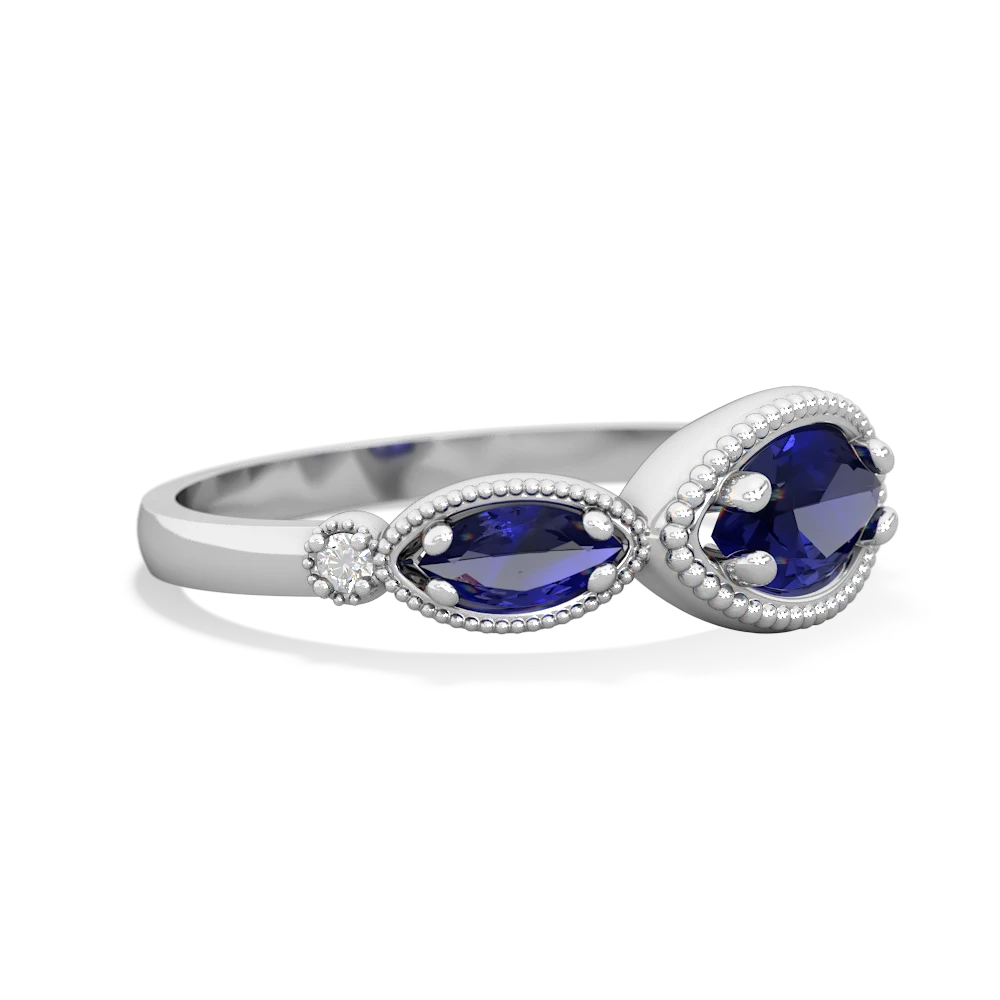 Tanzanite Milgrain Marquise 14K White Gold ring R5700