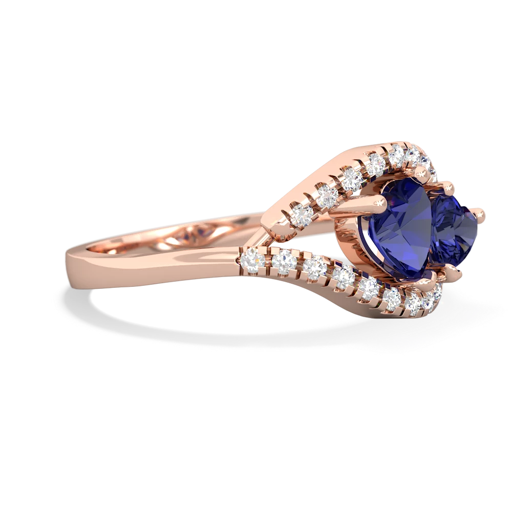 Lab Sapphire Mother And Child 14K Rose Gold ring R3010