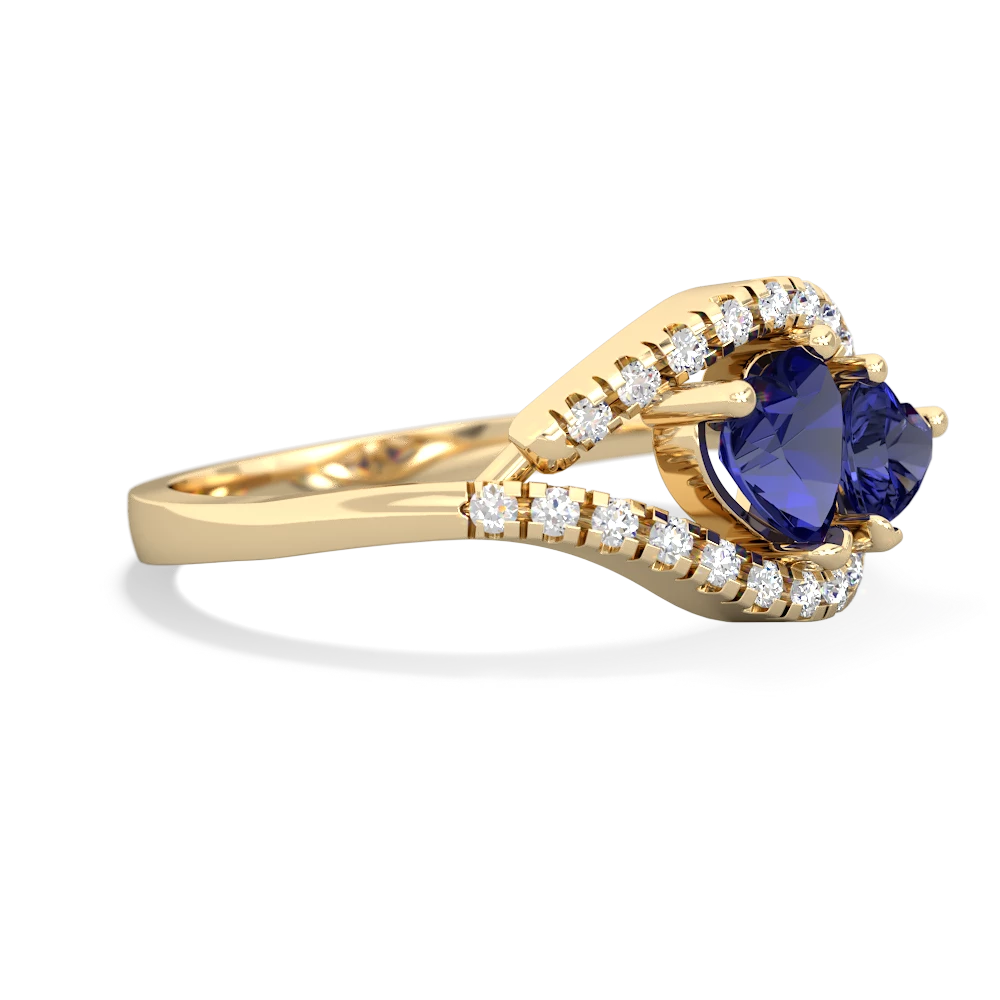 Lab Sapphire Mother And Child 14K Yellow Gold ring R3010