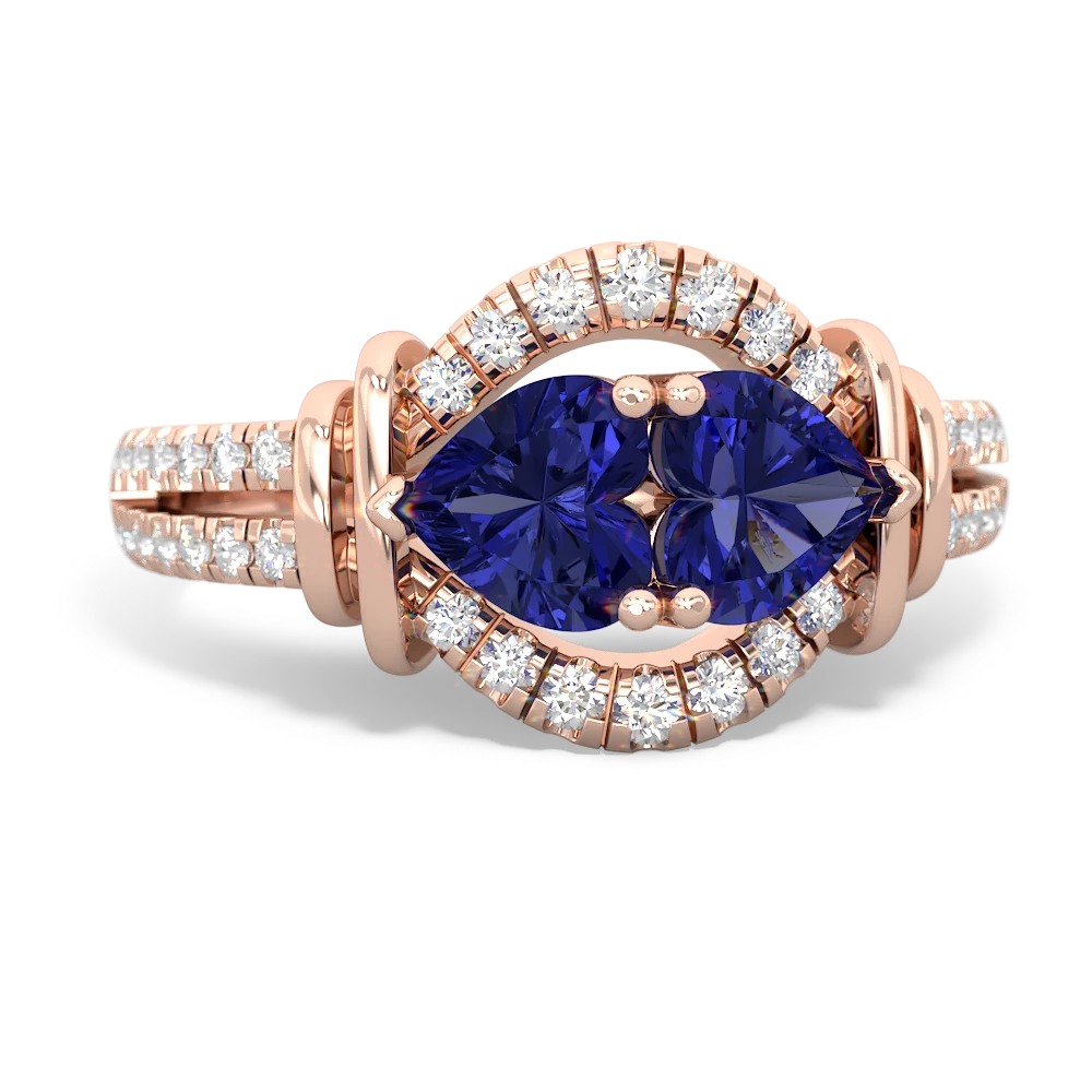 Lab Sapphire Art-Deco Keepsake 14K Rose Gold ring R5630