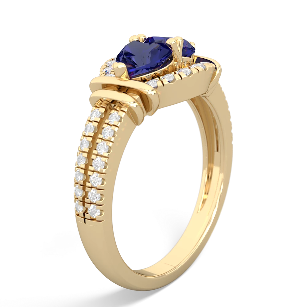 Lab Sapphire Art-Deco Keepsake 14K Yellow Gold ring R5630