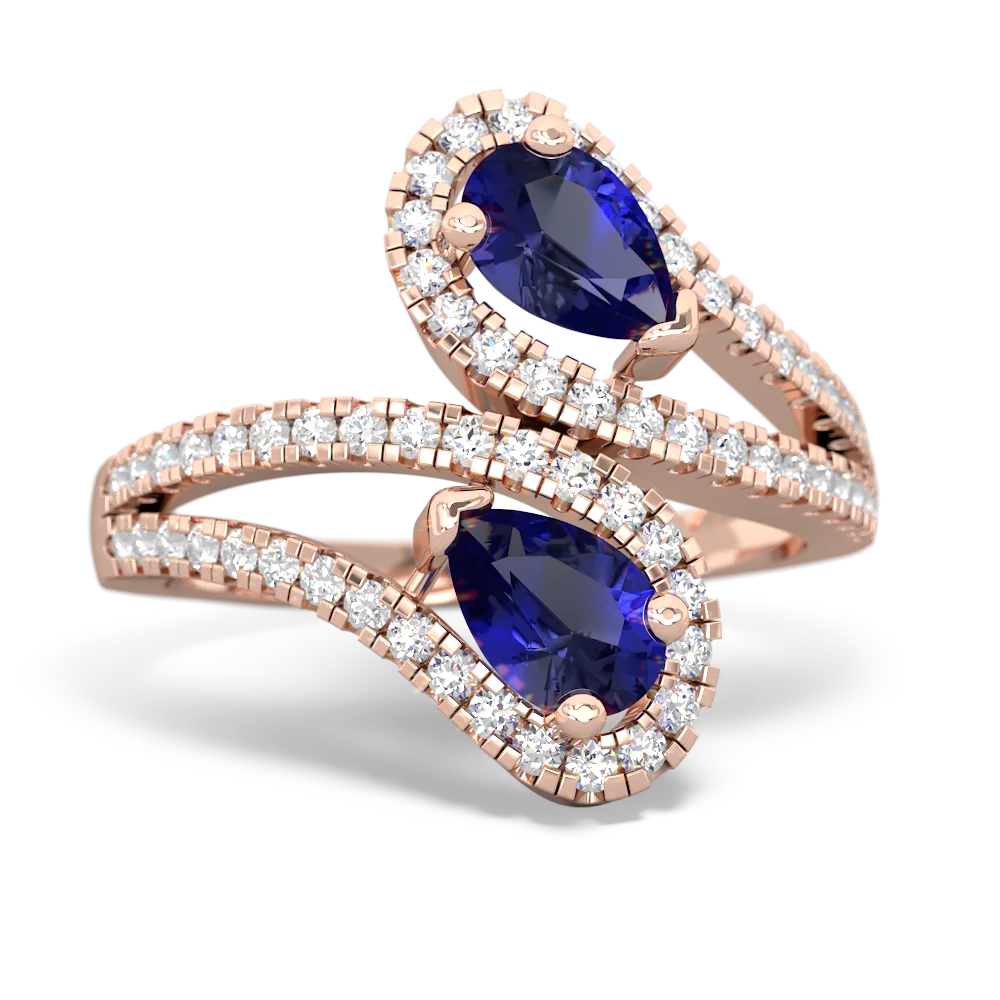 Lab Sapphire Diamond Dazzler 14K Rose Gold ring R3000