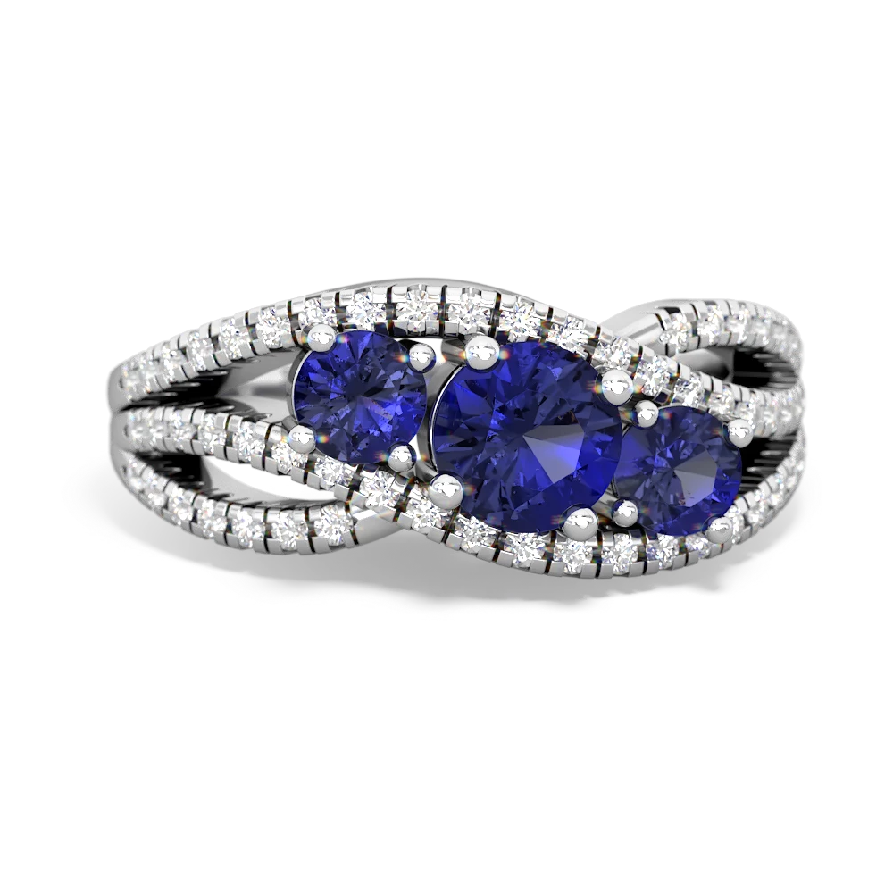 Sapphire Three Stone Aurora 14K White Gold ring R3080