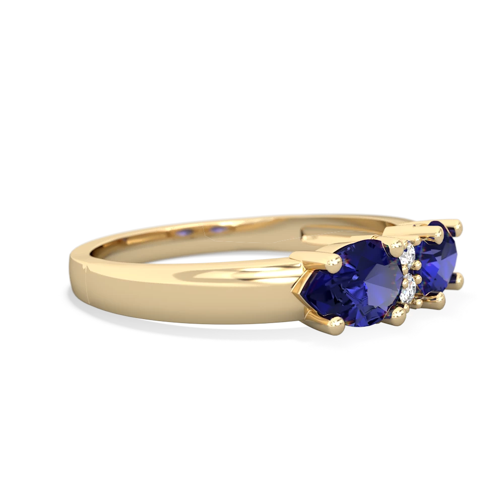 Lab Sapphire Pear Bowtie 14K Yellow Gold ring R0865