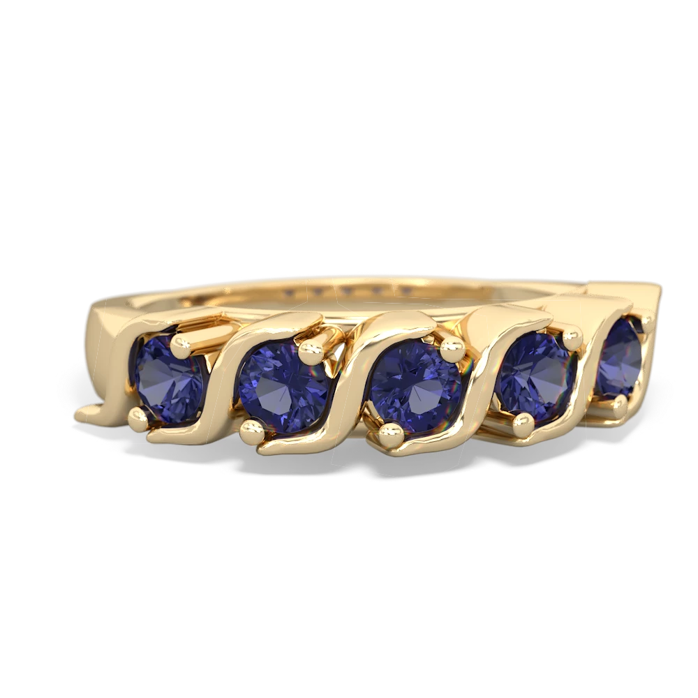 Lab Sapphire Anniversary Band 14K Yellow Gold ring R2089