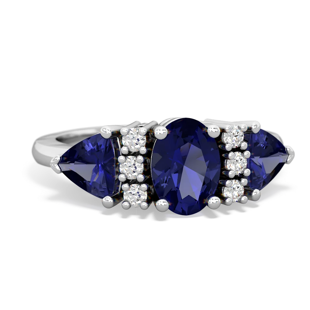 Sapphire Antique Style Three Stone 14K White Gold ring R2186