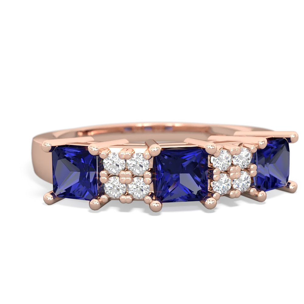 Tanzanite Three Stone Diamond Cluster 14K Rose Gold ring R2592