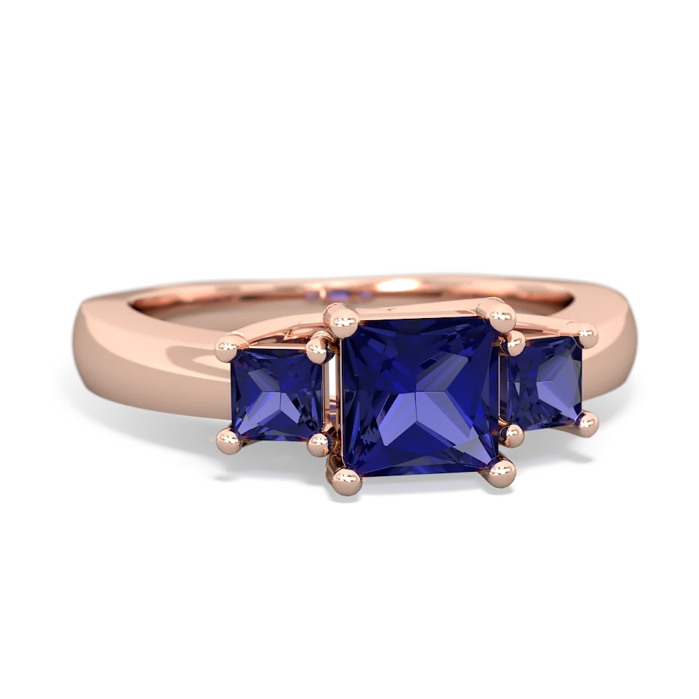 Sapphire Three Stone Trellis 14K Rose Gold ring R4015