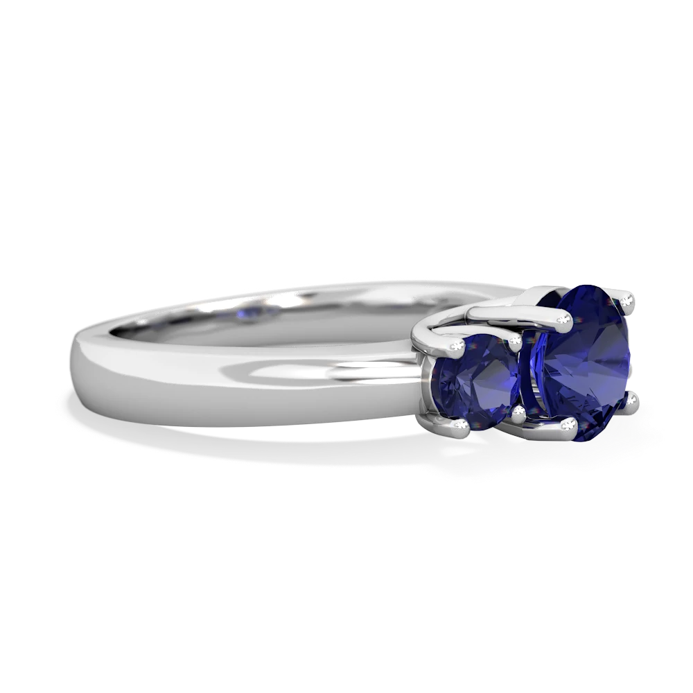 Tanzanite Three Stone Round Trellis 14K White Gold ring R4018