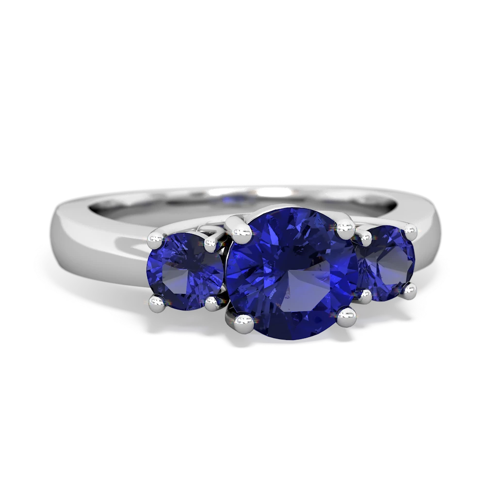 Tanzanite Three Stone Round Trellis 14K White Gold ring R4018