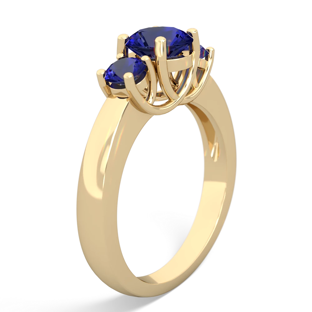 Sapphire Three Stone Round Trellis 14K Yellow Gold ring R4018