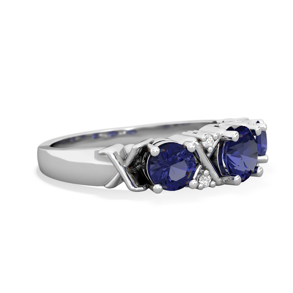 Sapphire Hugs And Kisses 14K White Gold ring R5016