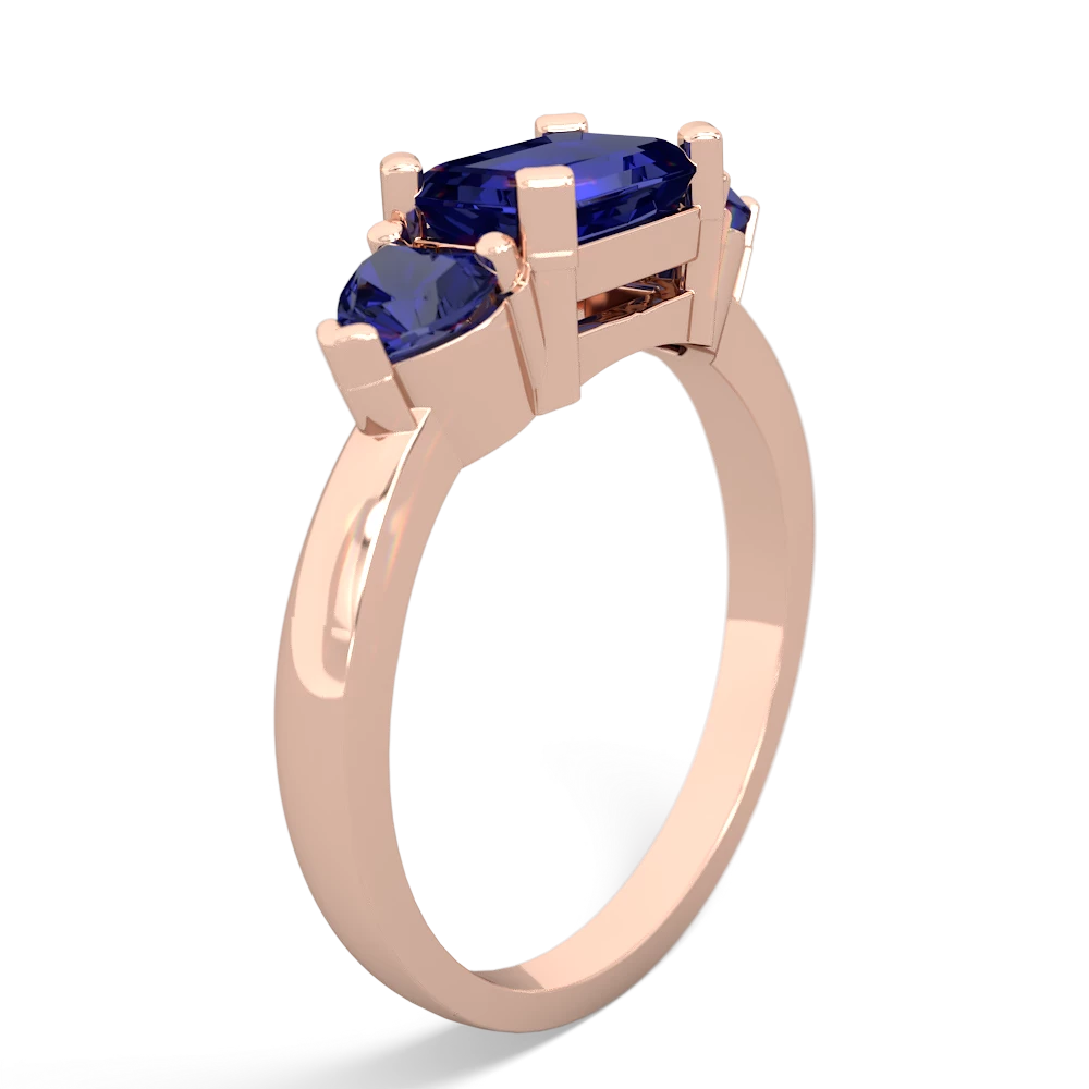 Lab Pink Sapphire Three Stone 14K Rose Gold ring R5235