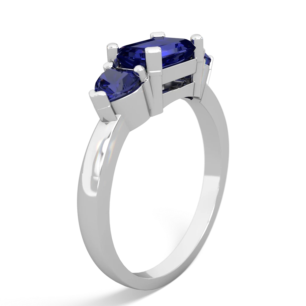 Lab Sapphire Three Stone 14K White Gold ring R5235